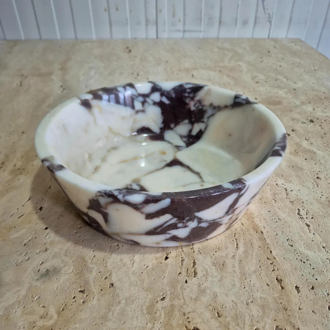 Calacatta Viola Marble Bowl, Handmade Natural Stone Decorative Piece - Etsy | Etsy (US)