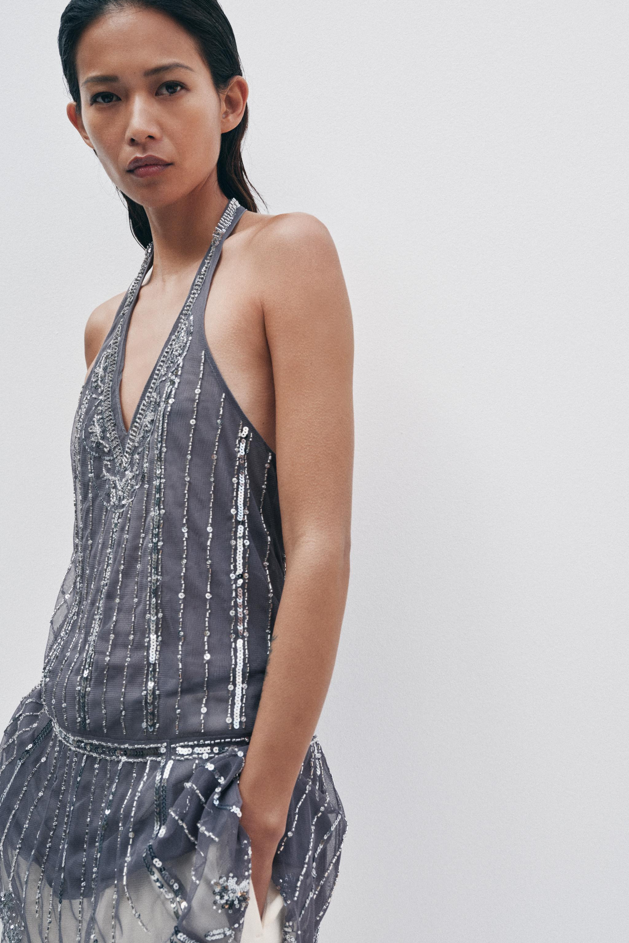 SEQUIN HALTER MINI DRESS | Zara US