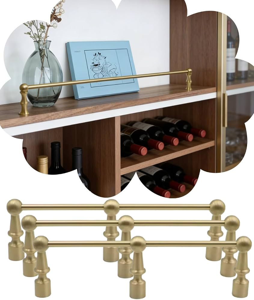 Unlacquered Brass Gallery Rails for Bookcase Shelves, Multi Pack Shelf Railing Brackets with Post... | Amazon (US)