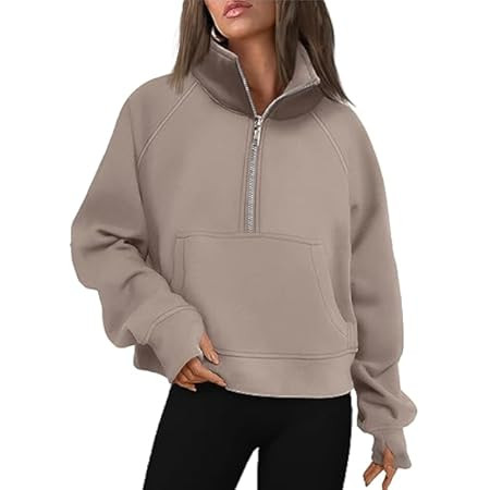 AUTOMET Womens Zip Up Cropped Hoodies Fleece Oversized Sweatshirts Full Zip Jackets Y2k Fall Clot... | Amazon (US)