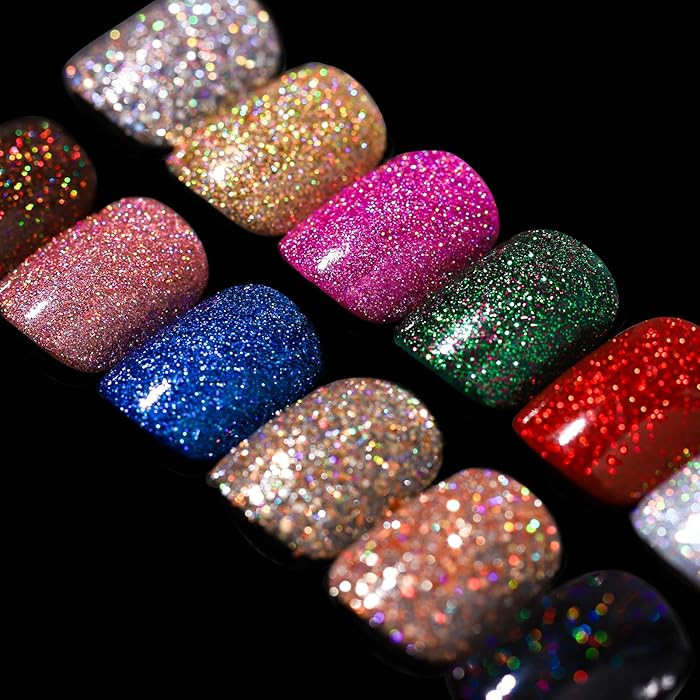 Teenitor Short Press on Nails,288PCS Glitter Square Press on Nails, Fake Nails, Short False Nails... | Amazon (US)