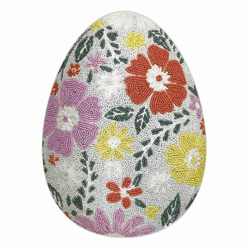 Beaded Floral Easter Egg Throw Pillow, 13x16 | At Home