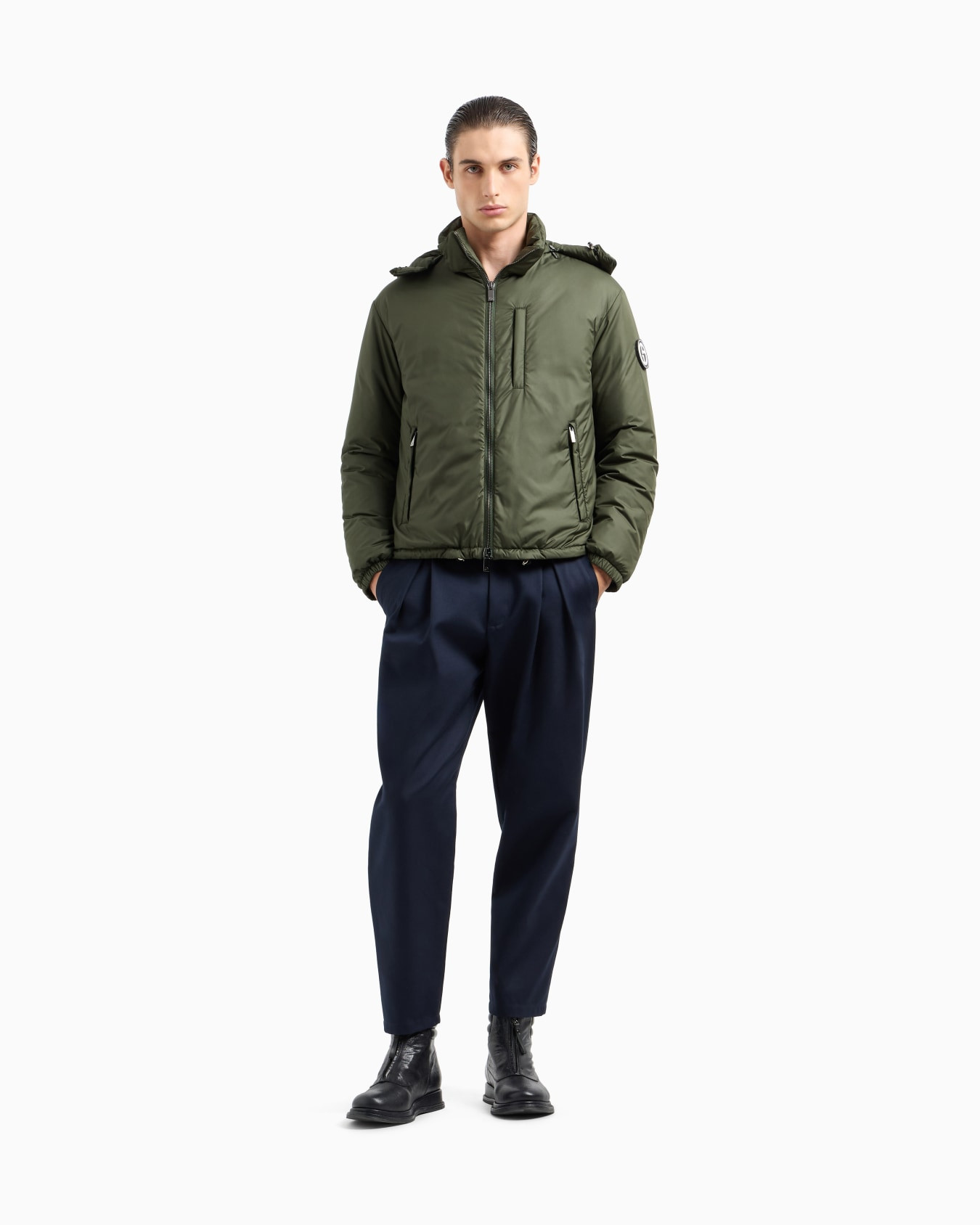 Hooded blouson with goose-down padding ASV | Armani US