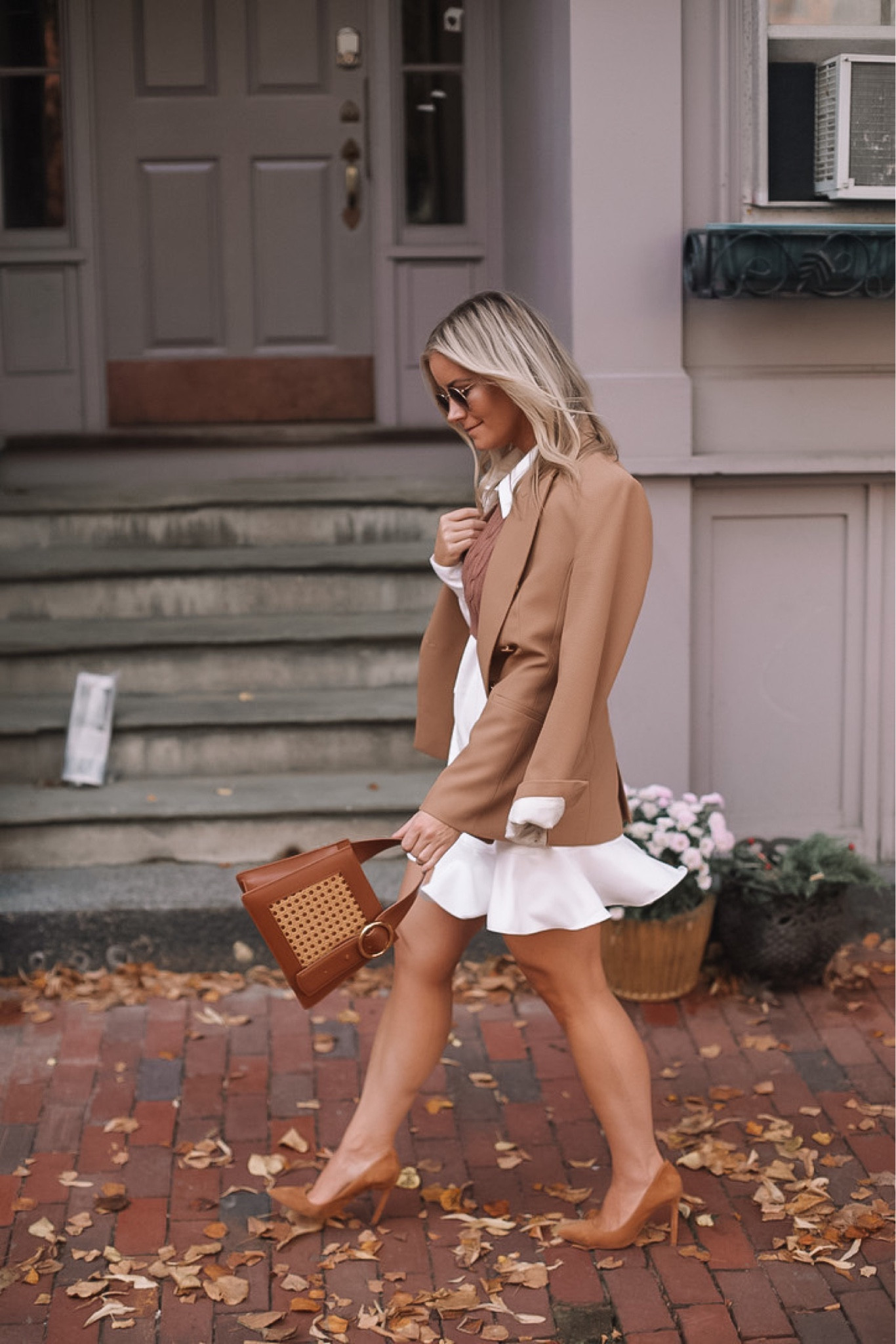 ruffle dress, fall dress, fall, mini dress, blazer, fall blazer, sweater vest, fall vest, neutrals

#LTKworkwear #LTKfit #LTKstyletip