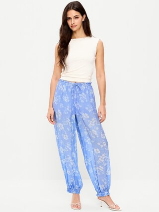High-Waisted Sheer Chiffon Harem Pants | Old Navy (US)