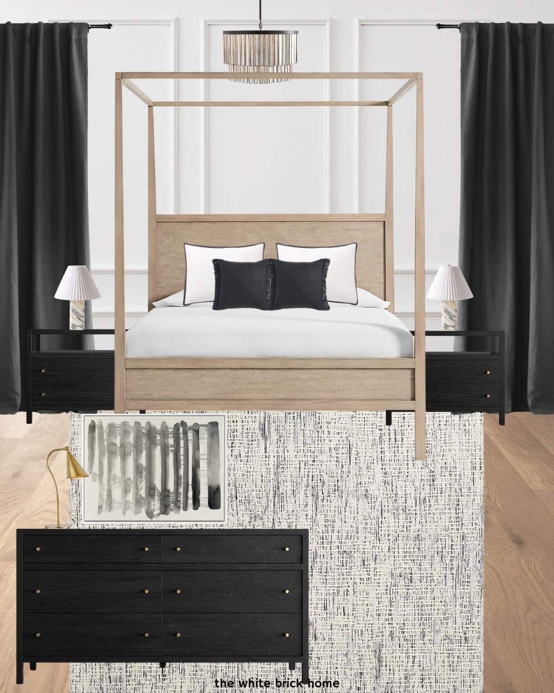 A bedroom design full of contrast and modern furniture with clean lines - I also love the texture this rug brings to the room! 

Bed, bedroom, bedroom furniture, canopy bed, black and white bedroom, modern bedroom, modern bedroom design, curtains, drapes, bedroom chandelier, nightstand, dresser, wall art, modern wall art, table lamp, lamp, bedroom lighting, bedroom, home design, home decor, bed frame, crate and barrel bedroom, rug, bedroom rug, living room rug, throw pillows, wall art black and white, table lamps bedroom, Wayfair, Amazon, crate and barrel, cb2 

#LTKSaleAlert #LTKHome #LTKStyleTip