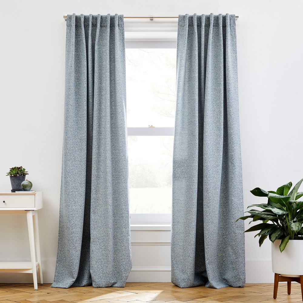 Dash Jacquard Curtain - Stormy Blue | West Elm (US)