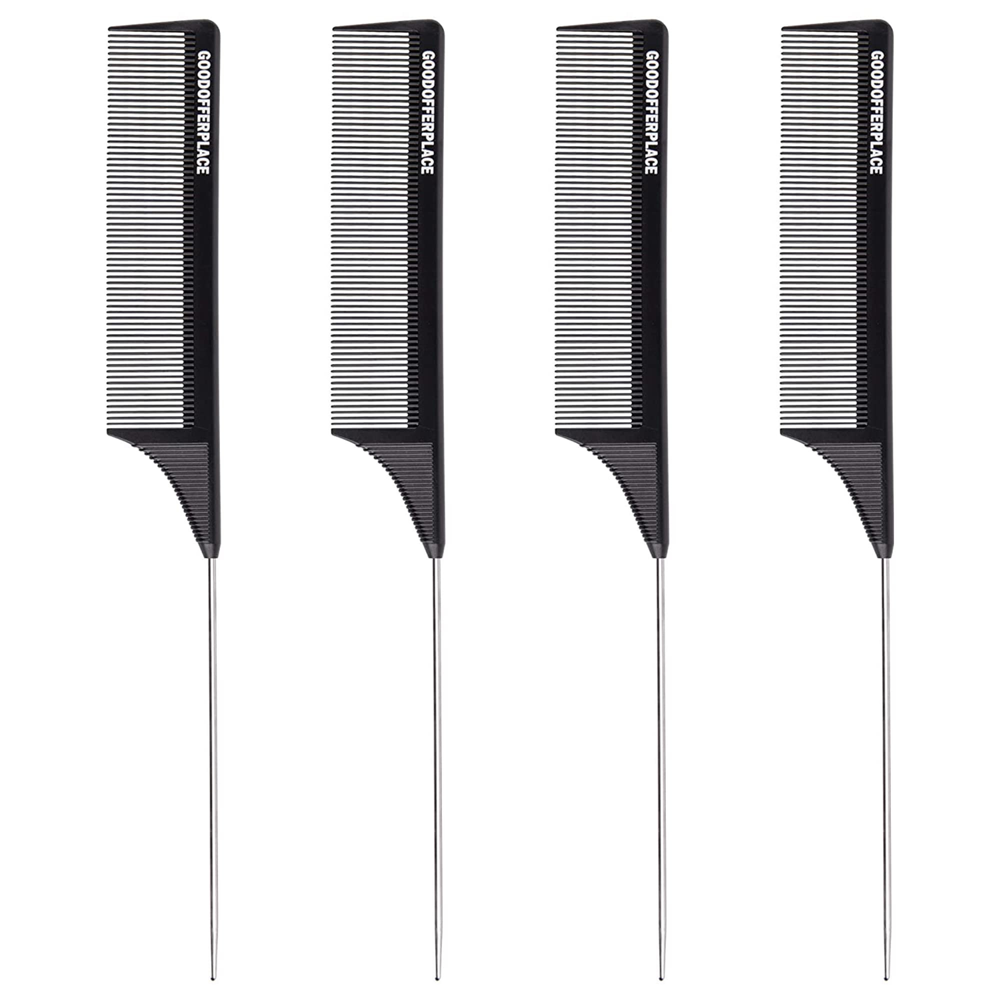 4 PCS Rat Tail Combs Parting Rattail Combs Teasing Fine Tooth Comb with Metal Pick for Curly Hair... | Amazon (US)