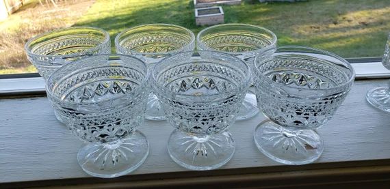 6 Anchor Hocking Wexford Sherbet Sherbert vintage pattern glassware glass sherbets | Etsy (US)