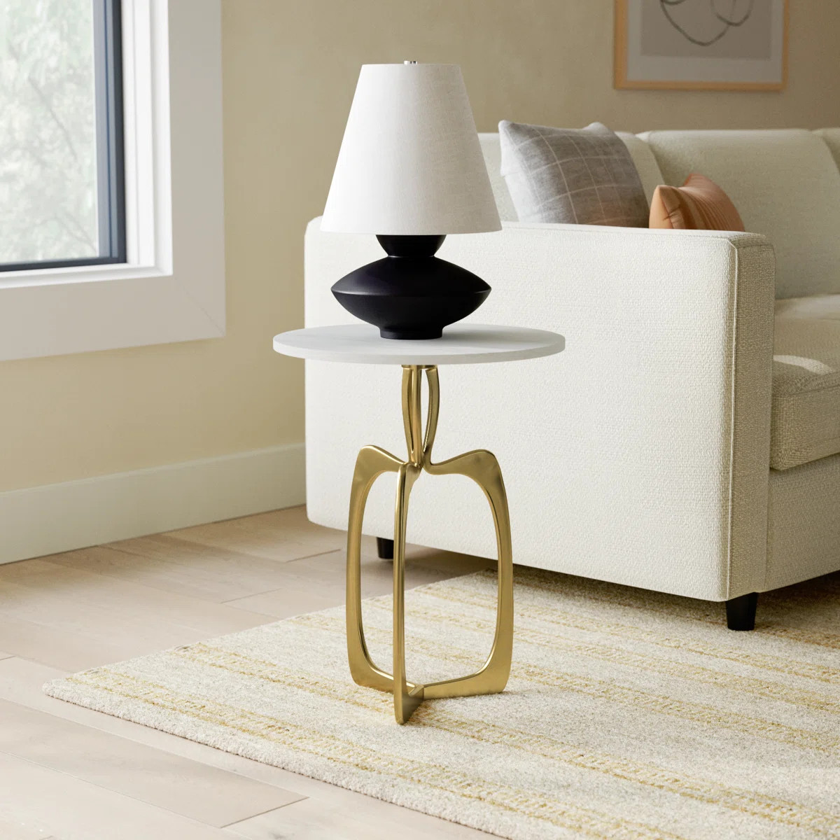 Modern Glam Gold and Marble Round Accent Side Table - 18" x 18" x 22" | Wayfair North America