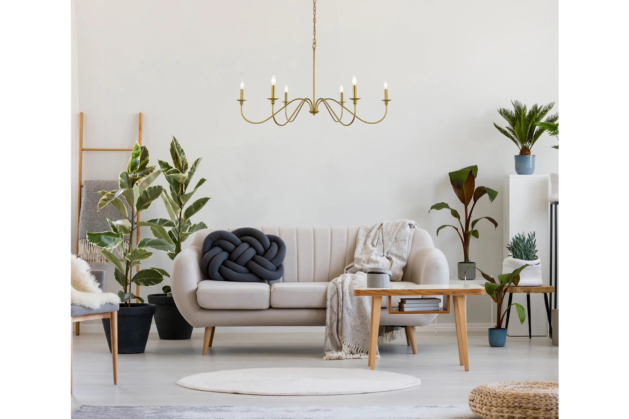 Living District Rohan 48 Inch Chandelier In Brass | Ashley | Ashley Homestore