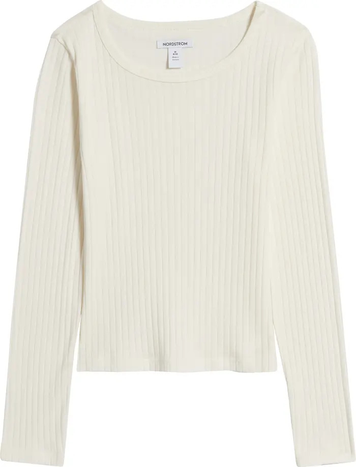 Kids' Scoop Neck Cotton Blend Rib Top | Nordstrom