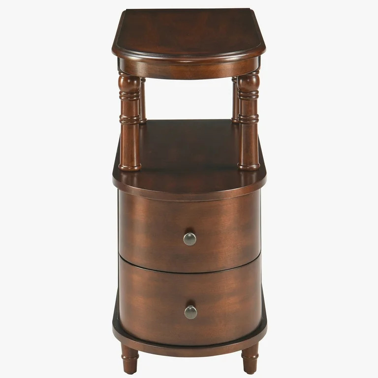 Solid Wood End Table with 2 Drawers, Narrow Sofa Side Table Slim Chair Side Table with Storage Sh... | Walmart (US)