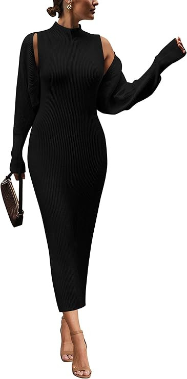 PRETTYGARDEN Womens Fall 2 Piece Outfits Bodycon Maxi Tank Pullover Sweater Dress And Long Sleeve... | Amazon (US)