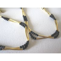 Gold & Black Twisted Bead Necklace | Etsy (US)