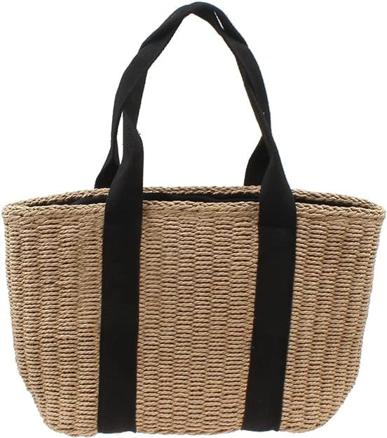 Women Rattan Bag Hand-Woven Rattan Crossbody Bag Straw Woven Bag with Leather Strap Summer Retro ... | Amazon (US)