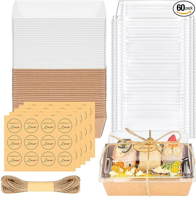 Sieral 60 Pack Charcuterie Boxes with Clear Lids 5 Inch Paper Square Sandwich Box Disposable Food... | Amazon (US)