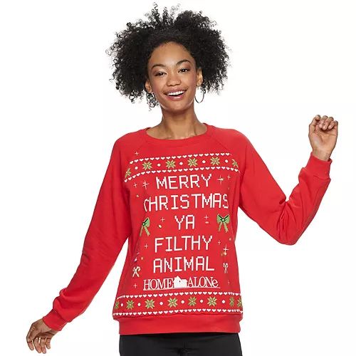 Juniors' Home Alone "Merry Christmas Ya Filthy Animal" Crew Neck Light Up Christmas Sweater | Kohl's