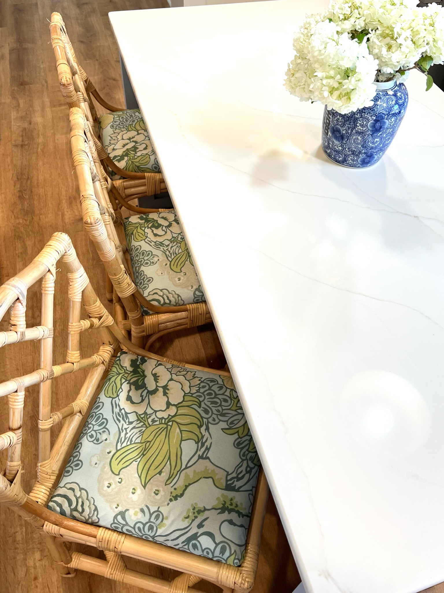 Reupholstered barstools with pillow covers from Amazon!