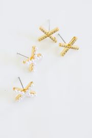 Embellished Criss Cross Stud, Crystal | The Avenue