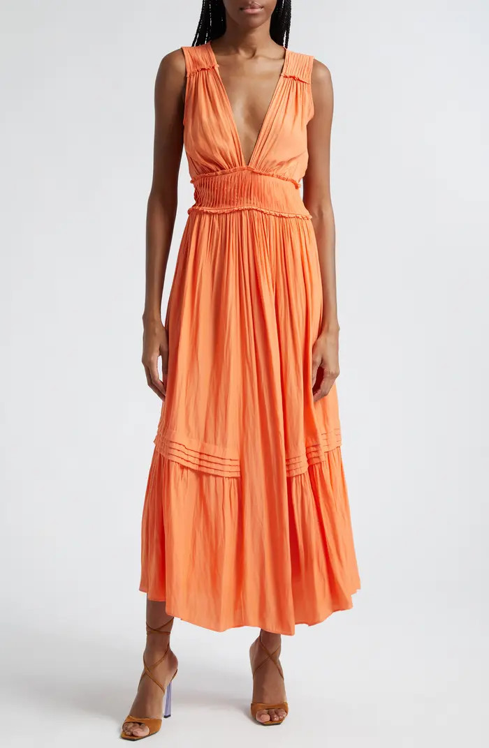 Ramy Brook Dierdre Pleated Sleeveless Plunge Neck Dress | Nordstrom | Nordstrom