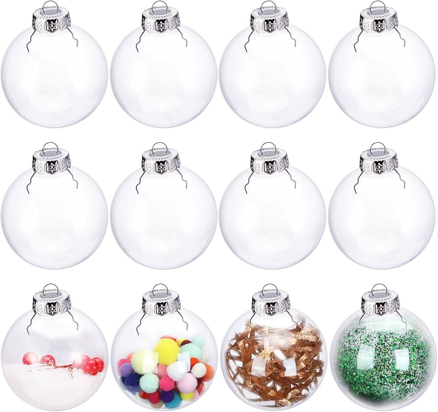 12 Pack Clear Plastic Fillable Ornament Ball 3.15''/80mm for Christmas,Holiday, Wedding,Home Deco... | Amazon (US)