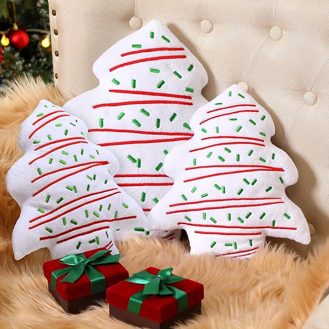 Shellwei 3 Pcs 2 Pcs Christmas Tree Cake Pillows Christmas Throw Pillows Cute Soft Stuffed Tree S... | Amazon (US)