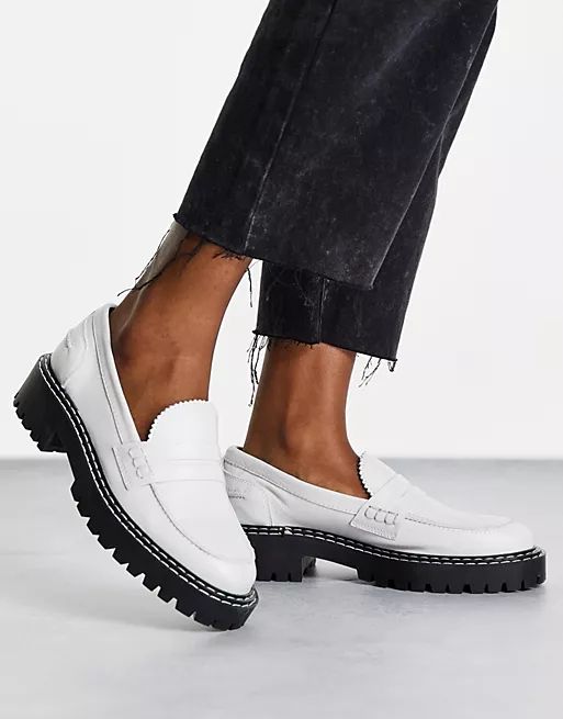 schuh London chunky leather loafers in ecru | ASOS (Global)