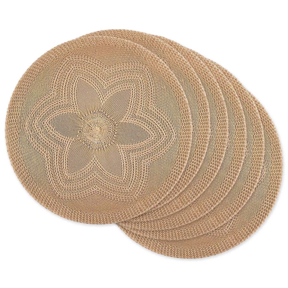 6pk Plastic Woven Floral Placemats Beige - Design Imports: Round Botanical Dining & Kitchen Table... | Target