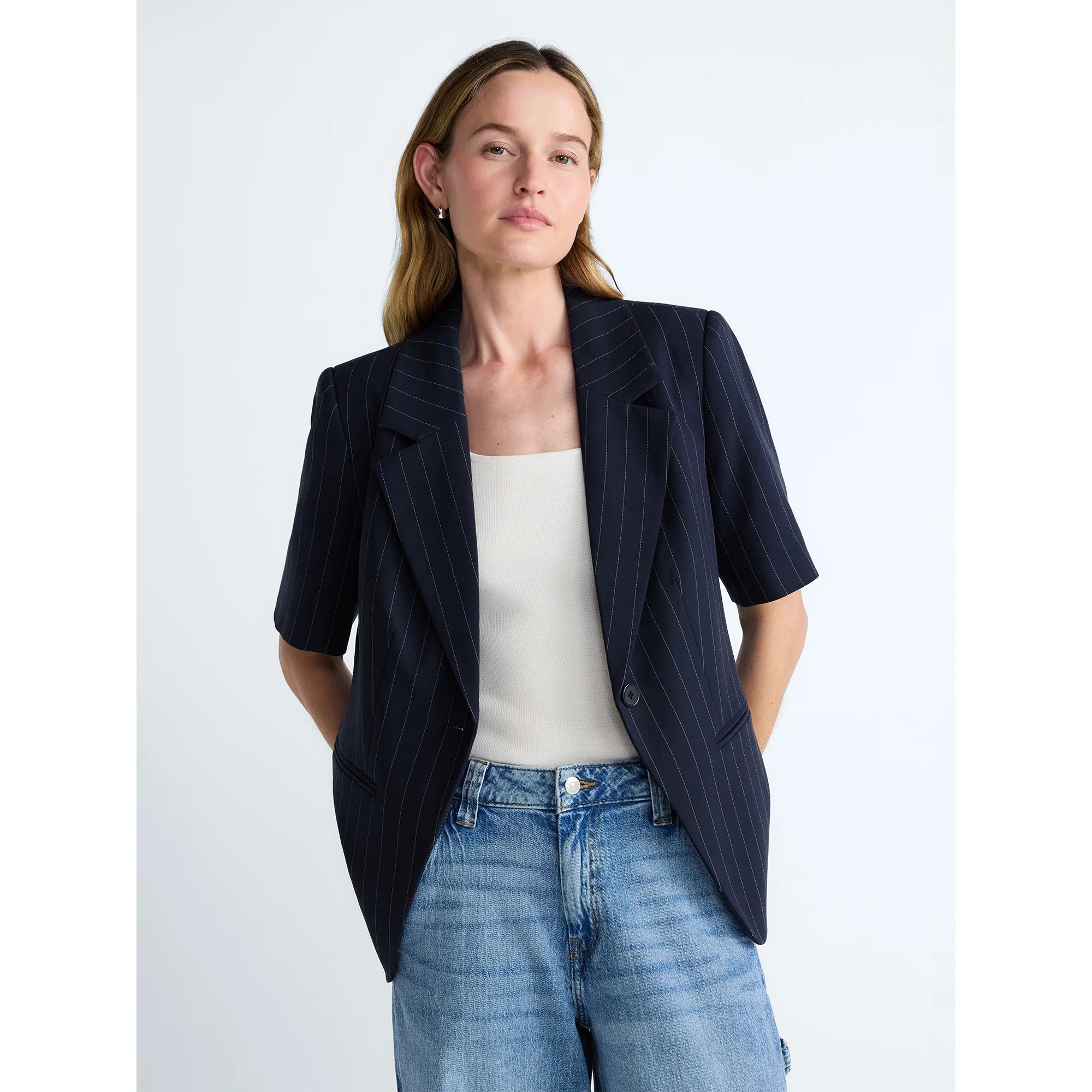 Scoop Women's and Women's Plus Short Sleeve Boxy Blazer, Sizes XS-4X | Walmart (US)