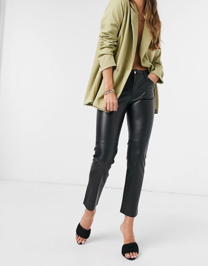Mango faux leather trousers in black | ASOS (Global)