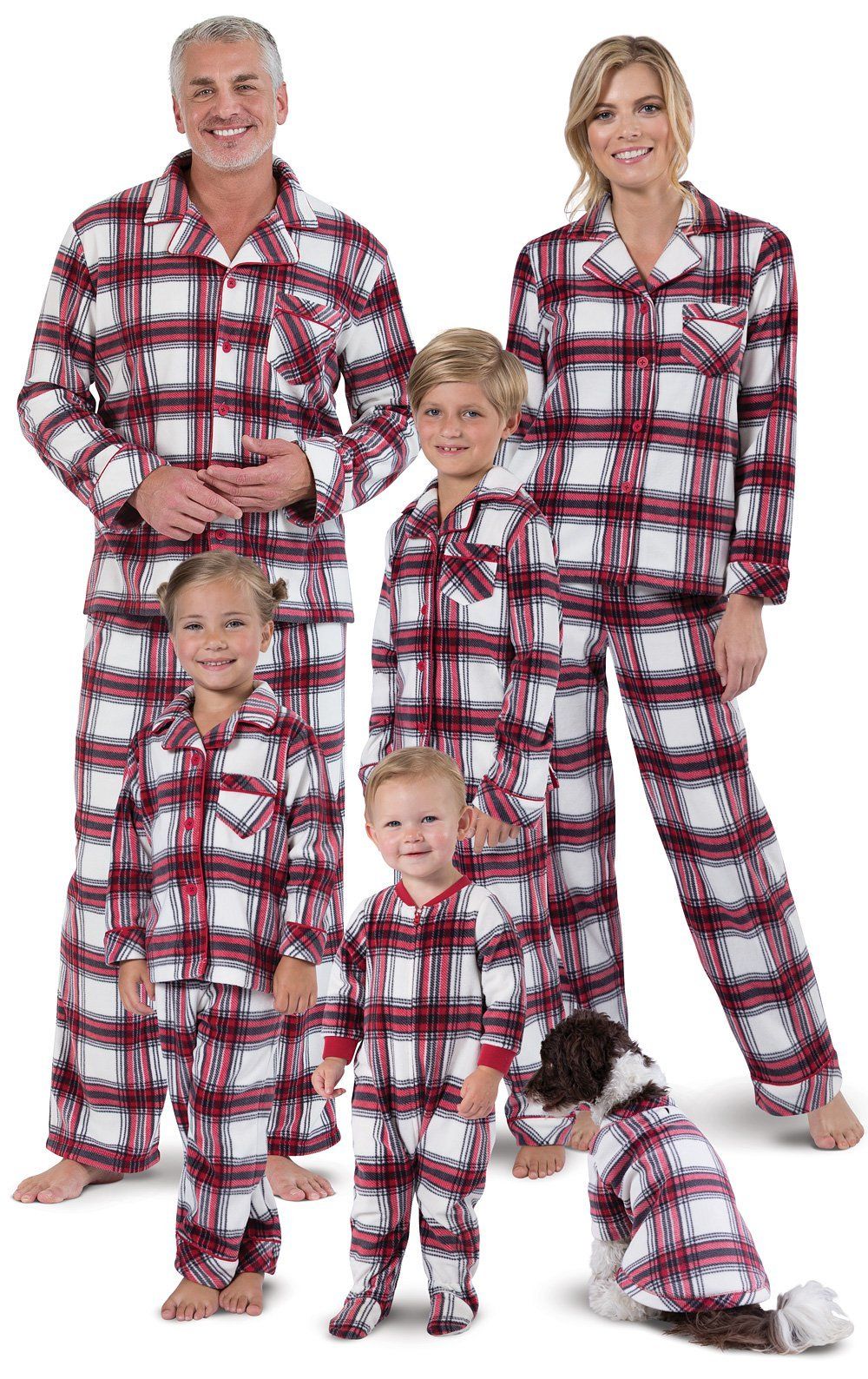 PajamaGram Christmas Pajamas for Family - Fleece Matching Pajamas, Red | Amazon (US)