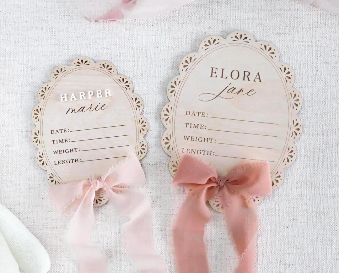 Wooden Lace Newborn Baby Birth Statistic, Hospital Name Sign, Nursery Decor, Baby Shower Gift, Gi... | Etsy (US)