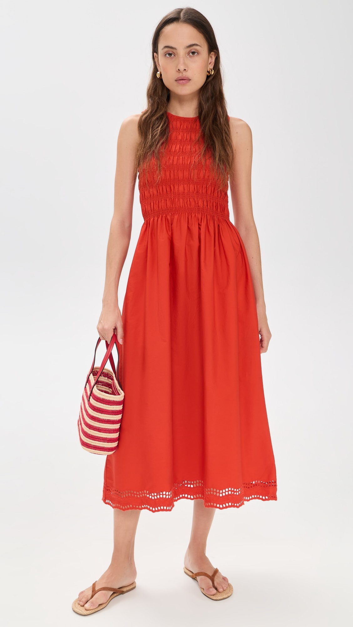 Madewell The Embroidered Melody Smocked Midi Dress | Shopbop | Shopbop
