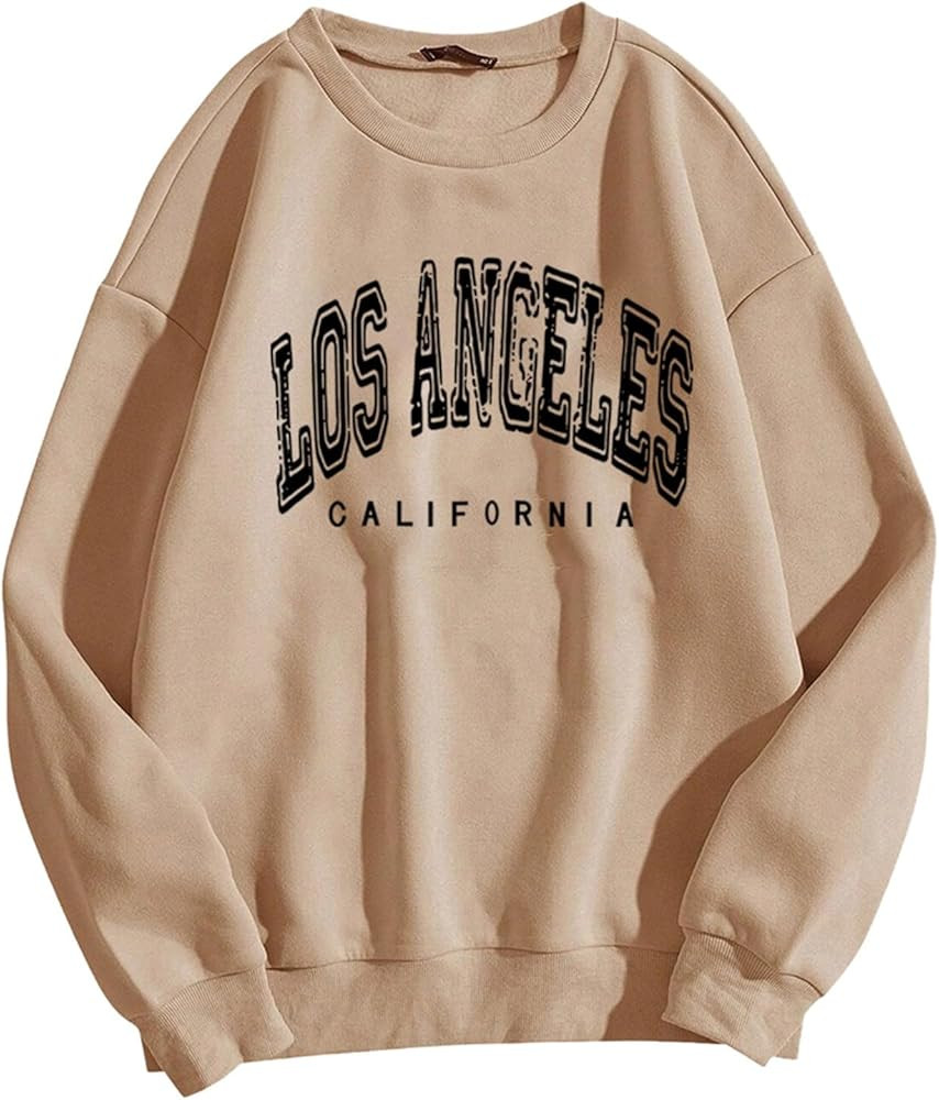 Boston Sweatshirts Women Crew Neck Letter Graphic Hoodie Relaxed Fit Long Sleeve Pullover Tops | Amazon (US)