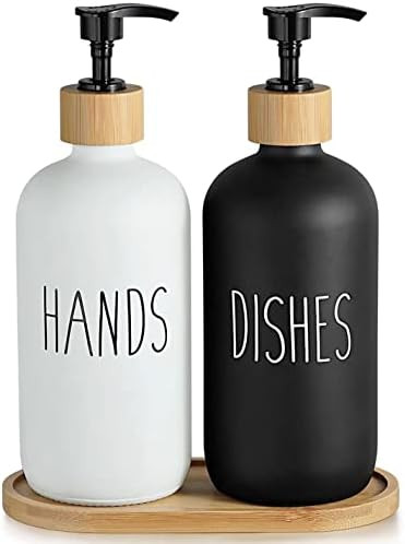 GAOHANG Dish Soap Dispenser for Kitchen Sink,Glass Hand Soap Dispenser Set for Bathroom, Dishwash... | Amazon (US)