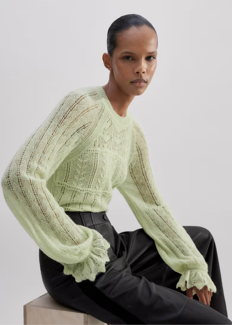 Lace Stitch Blouson Sleeve Sweater | ME+EM US