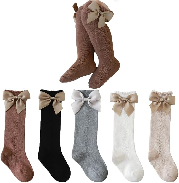 Baby Girls Knee High Socks Toddler Mesh Bowknot Breathable Dress Socks Little Girls Cotton Tube S... | Amazon (US)