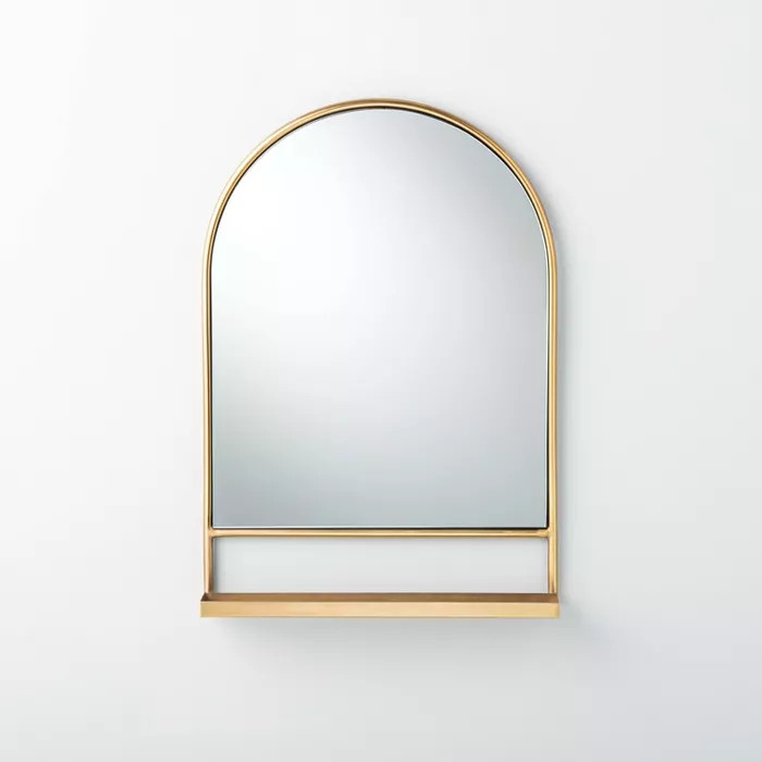 Arched Metal Frame Mirror with Shelf Brass Finish - Hearth & Hand™ with Magnolia | Target