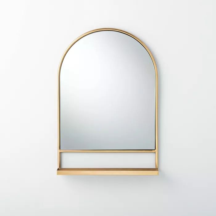 Arched Metal Frame Mirror with Shelf Brass Finish - Hearth &#38; Hand&#8482; with Magnolia | Target