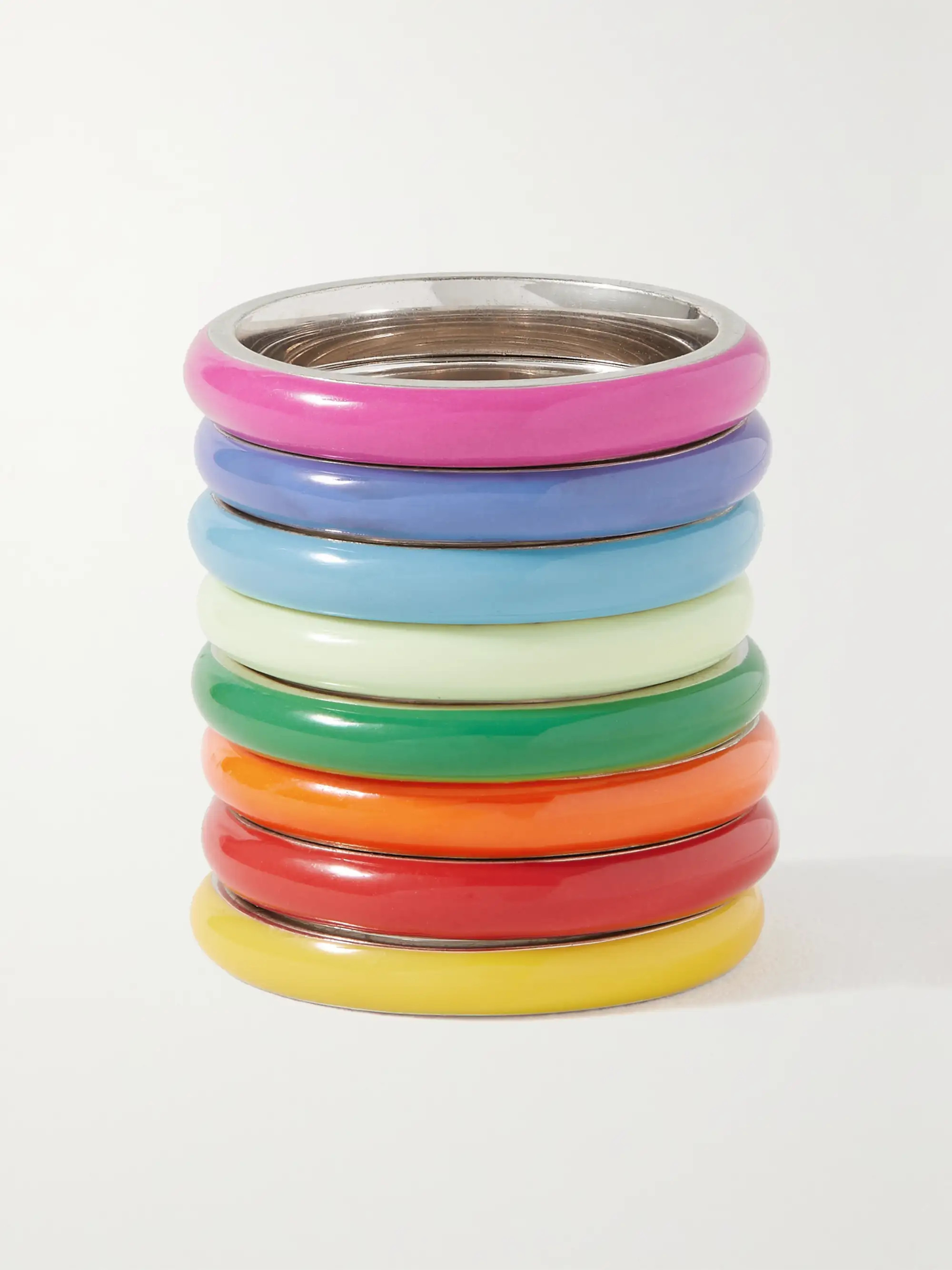 The Complete Set Unicorn Rainbow set of eight sterling silver and enamel rings | NET-A-PORTER (US)