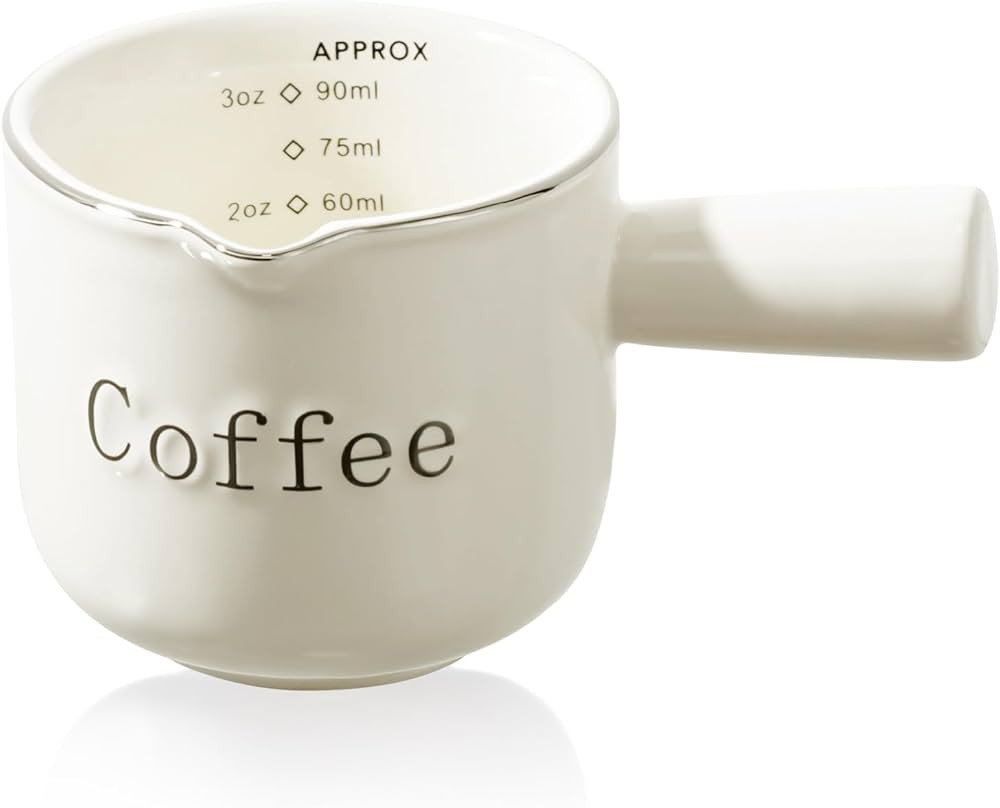 PARACITY Espresso Cups Ceramic with Handle, Measuring Cup with Dual Scale, Espresso Shot Glass wi... | Amazon (US)