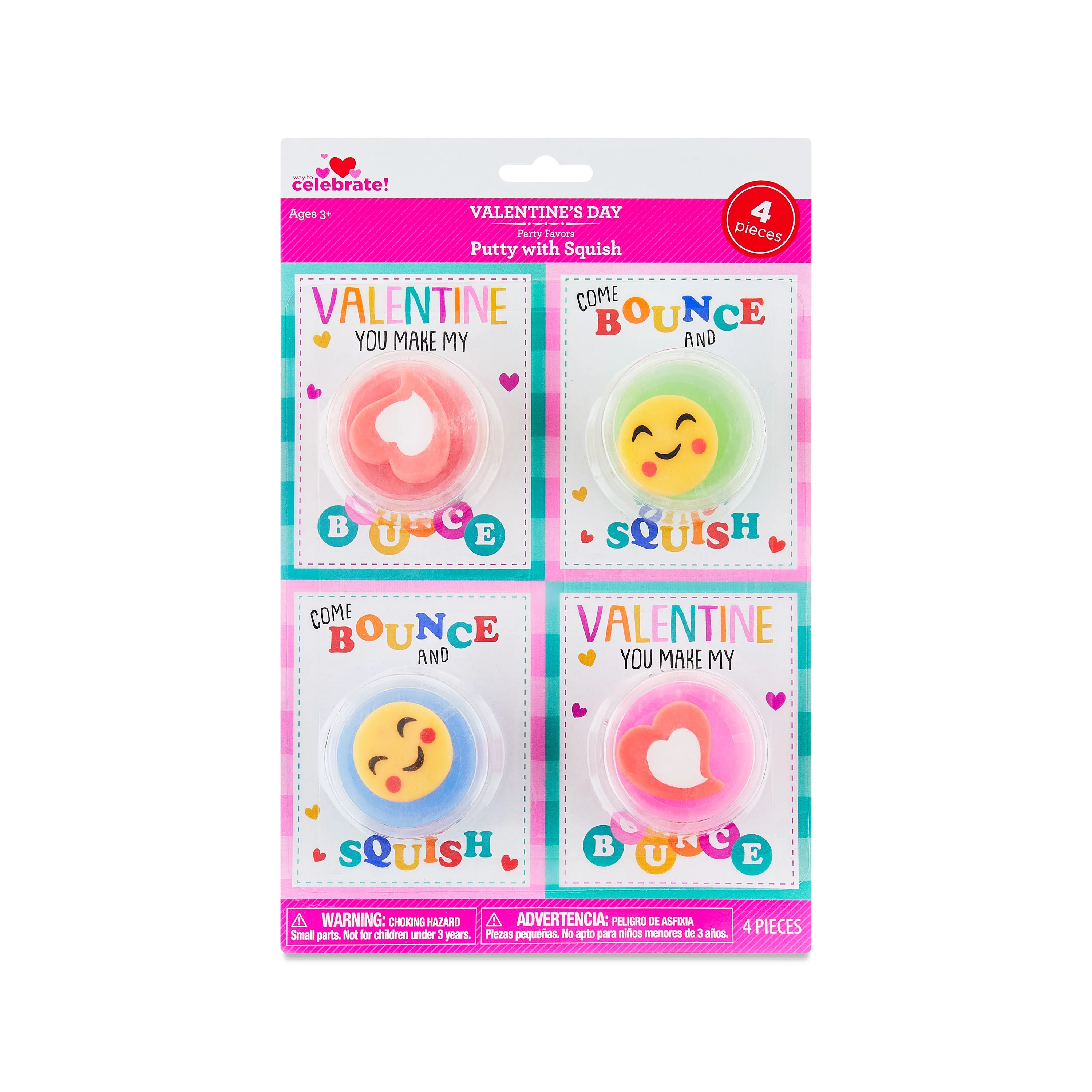 Valentine's Day Multi-Color Putty with Squish Party Favors, 4 Count, by Way To Celebrate | Walmart (US)