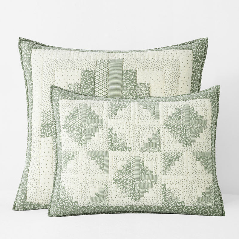 Leighton Patchwork Quilted Sham - Green, Euro | The Company Store