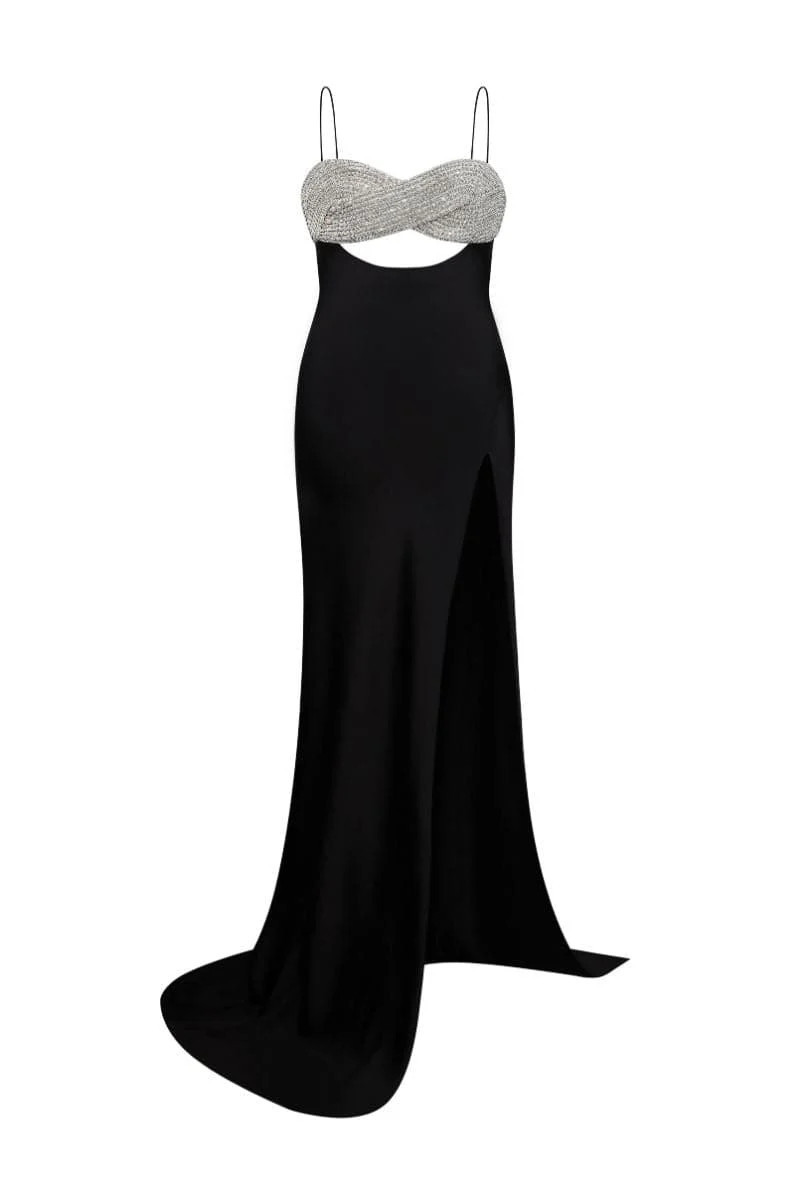 BLACK ETERNITY CUT-OUT MAXI DRESS | CULT MIA UK LTD