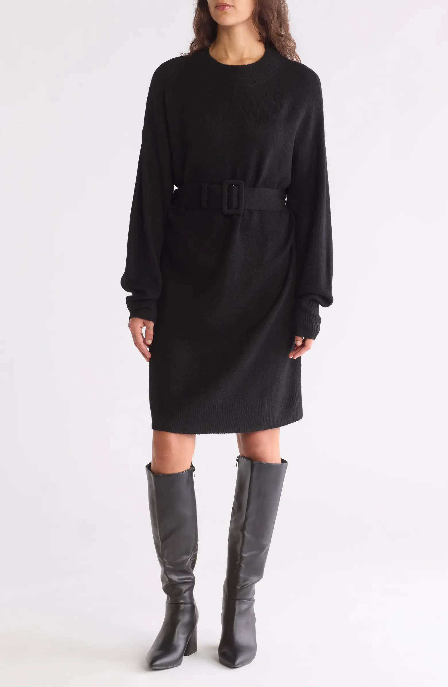 Dresden Ribbed Trim Belted Sweater Dress | Nordstrom Rack