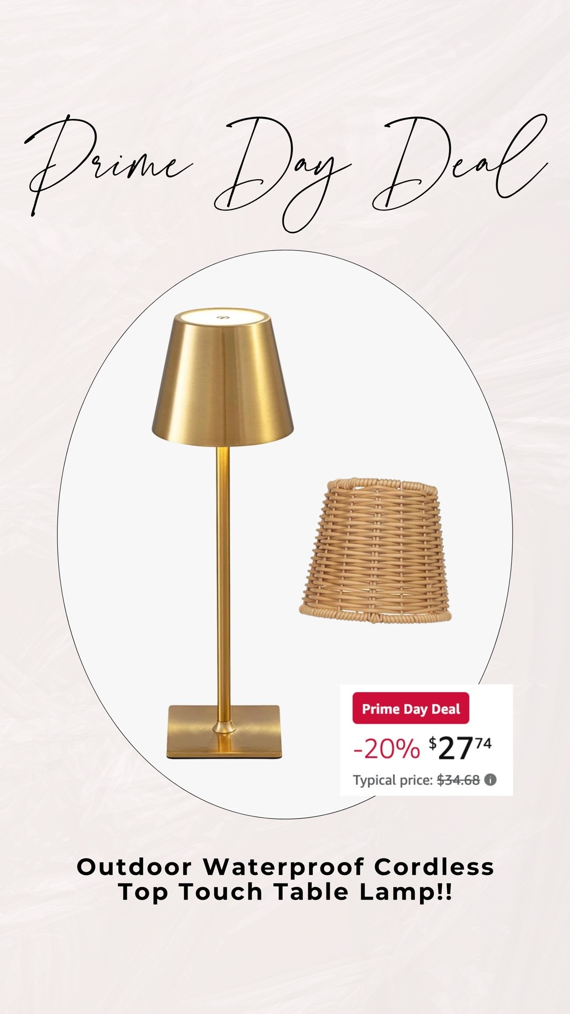 Prime day deal!!
Got these outdoor table lamps for our patio and love them!!

#primeday #amazonprimeday #primedeals #goldtablelamps #tablelamps #outdoorlamps #outdoorlighting

#LTKHome #LTKSaleAlert