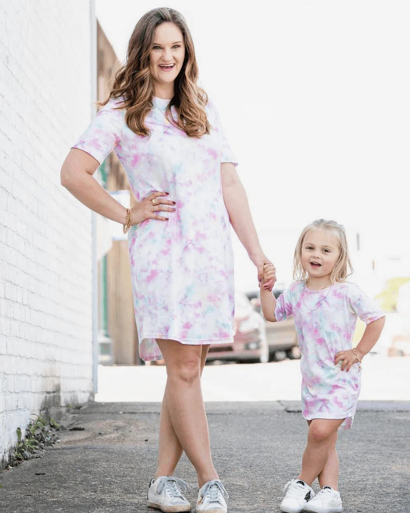 Tatum Tee Shirt Dress - Cotton Candy Tie-Dye | Bailey's Blossoms