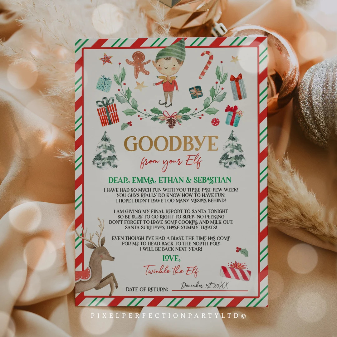 Editable Elf Goodbye Letter Elf Departure Letter Elf Farewell Letter Christmas Elf Departure Good... | Etsy (US)