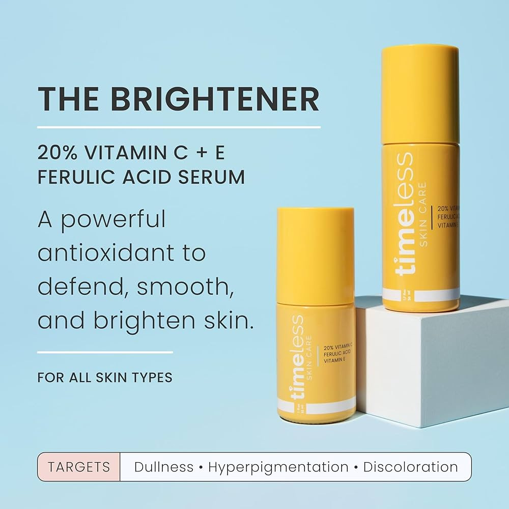 Timeless Skin Care 20% Vitamin C + E Ferulic Acid Serum - 4 Fl Oz - Lightweight, Non-Greasy Formu... | Amazon (US)